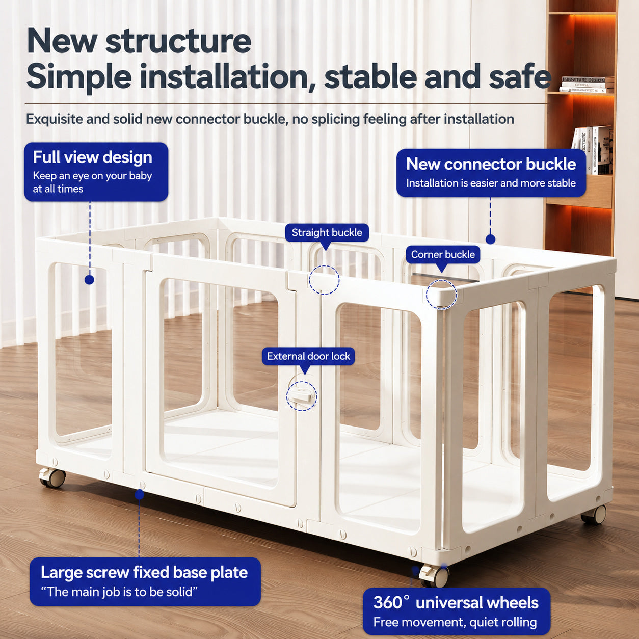 Modular Playpen With Locking Wheels