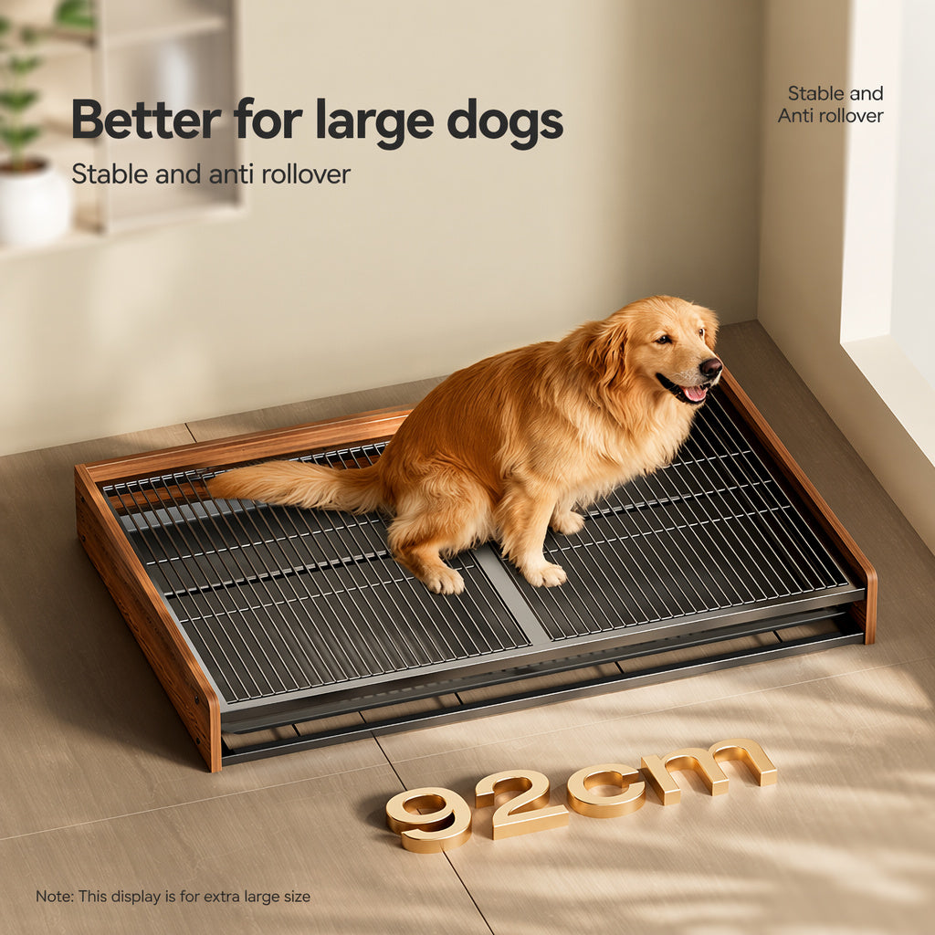 XL Dog Potty With Wood-grain Frame